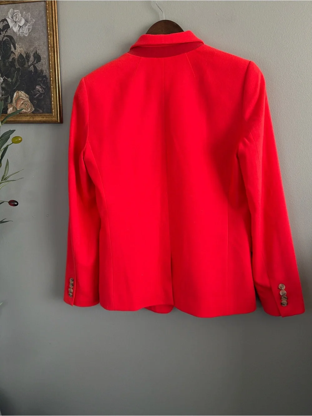 J.Crew Recent Coral Orange Wool Blend One Button Blazer Jacket Size 4 Preppy